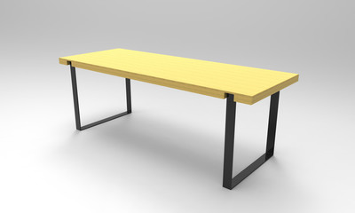 3d illustration of office table on white