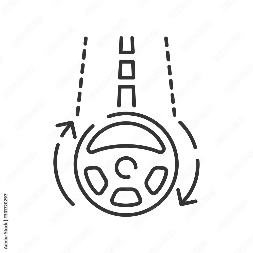 Poster lane assistance color line icon. adaptive cruise control. detection warning concept. autonomous driv