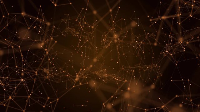 Abstract digital background. Network connection structure. Big data. Futuristic abstract wave. 3D rendering in orange color