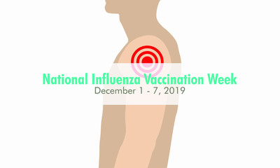 Vector illustration on the theme of National Influenza Vaccination week from December 1st to 7th.