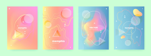 Colorful Flow Waves. Pink Memphis Brochure. 