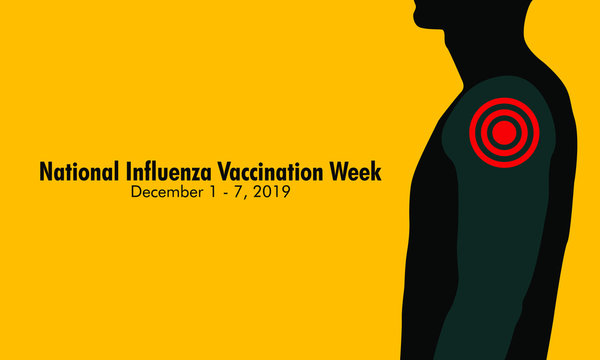 Vector illustration on the theme of National Influenza Vaccination week from December 1st to 7th.