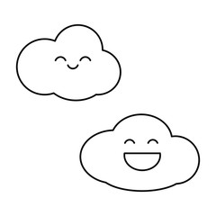 Set of simple icons with clouds with a smile