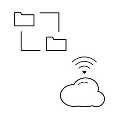  Set of simple icons with data exchange and wifi connection.