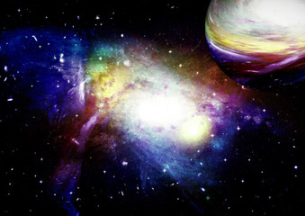 Stars, dust and gas nebula in a far galaxy