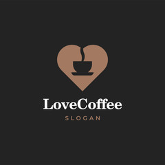 Heart or love with coffee cup silhouette illustration for logo template design.
