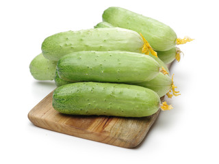 Green cucumber on the white background