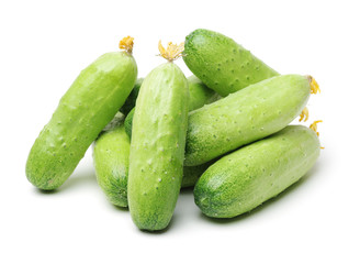 Green cucumber on the white background