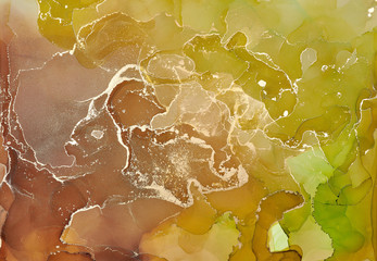  Abstract colorful background, wallpaper. Mixing acrylic paints. Modern art. Paint marble texture. Alcohol ink colors  translucent