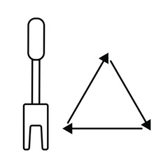 Set of simple icons with BBQ fork and triangle of arrows