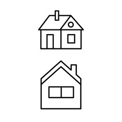 Home line. House with a chimney. Set icons.