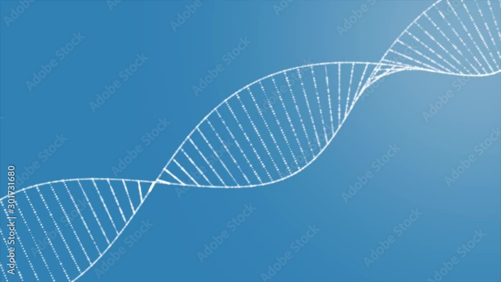 Aufkleber dna animation, 3d rendered loopable animation of rotating dna glowing molecule on blue background