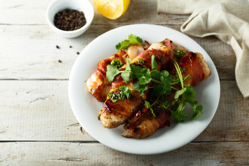 Chicken with bacon and pesto sauce