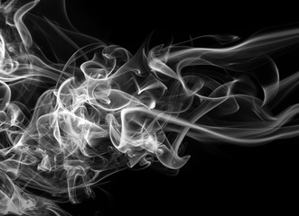 White smoke abstract on black background, darkness concept