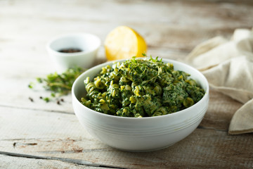 Pasta with homemade spinach pesto