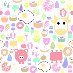 food seamless pattern background icon.