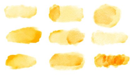 Yellow watercolor brush set for your design, watercolor background concept, vector.