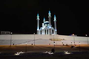 Mosque Kul-Sharif at night in Kazan, Russia
