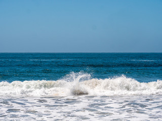 California Beach with long exposure to enjoy huge dangerous waves