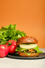 Veggie vegan portabello black bean chickpea burger