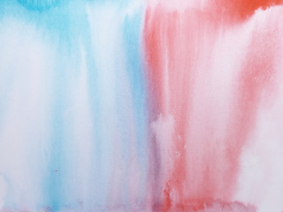watercolor red and blue abstract hand drawn. white background .wet on wet style.	