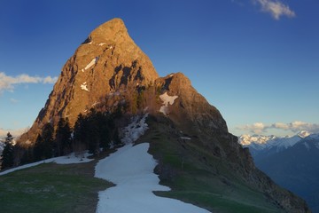 Sunset in mountains