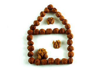 walnut house on isolated white background