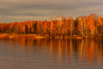 Fototapeta premium Volga river near Tver, Russia, Autumn