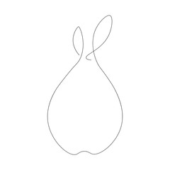 Pear icon, fruit continuous line drawing vector illustration