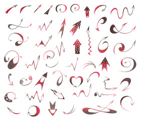 Red arrow icon set vector illustration, low poly style