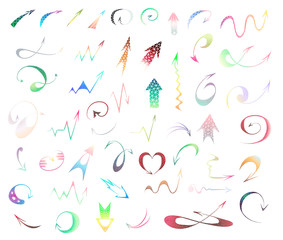 Multicolor arrow icon set vector illustration, low poly style