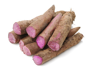 Fresh Dioscorea alata root isolated on white background