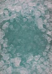 frozen ice frame made of ice cubes