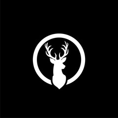 Deer head icon isolated on black background