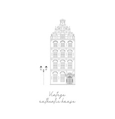 House Hand drawn isolated old home, old town, sketch, doodle. Vector illustration. Logo Branding