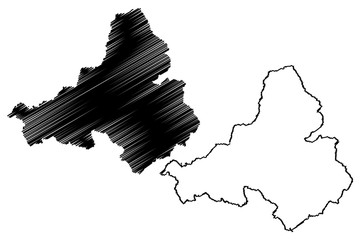 Trencin Region (Regions of Slovakia, Slovak Republic) map vector illustration, scribble sketch Trencin map