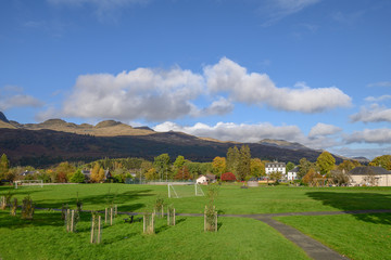 Breadalbane public park in Killin, Scotland.  The village of Killin is within the Loch Lomond and Trossachs National Park.