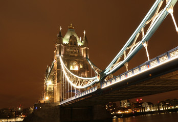 Fototapeta na wymiar Long Exposure night view of London Tower Bridge 