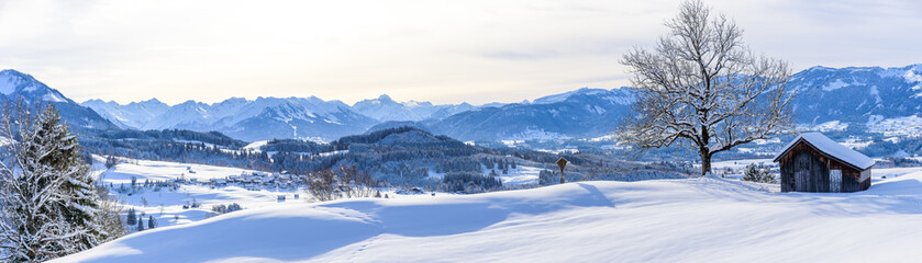 Ausblick auf die Allgäuer Alpen im Winter