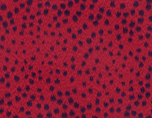 Crimson cheetah fur with blue round shape spots, short hair