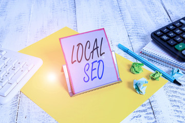Word writing text Local Seo. Business photo showcasing helps businesses promote products and...