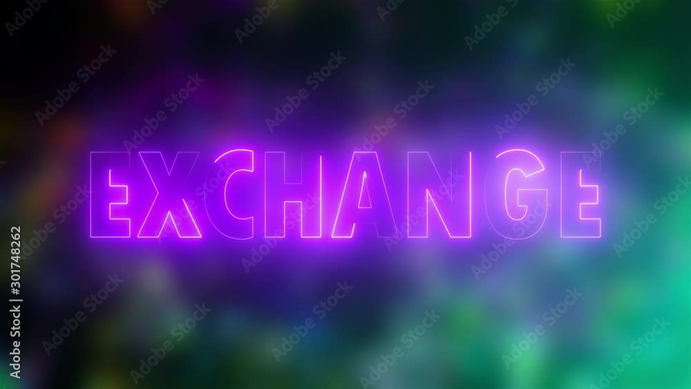 Poster text exchange of letters with a neon effect, 3d rendering background, computer generated