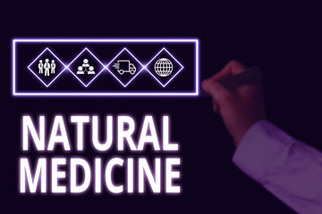 Conceptual hand writing showing Natural Medicine. Concept meaning any of various systems of healing...