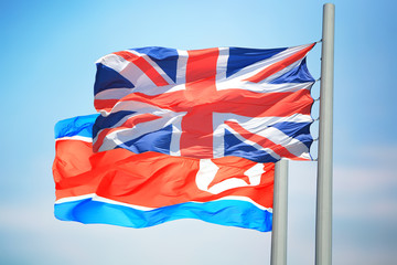 UK and North Korea flags