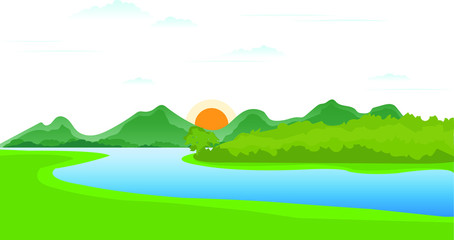 Fototapeta na wymiar landscape with mountains and lake