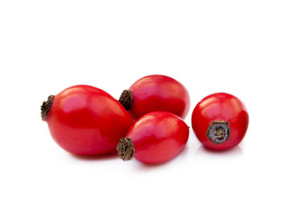 Ripe rose hip isolated on white background