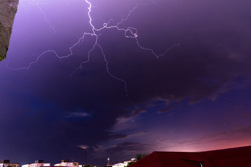 lightning over city