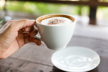 Coffee cup in the morning for charge your energy, image use for food and beverage business concept