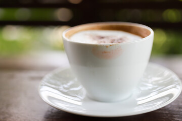 Coffee cup with lipstick marks image use for charge your energy in the morning
