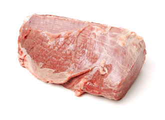 huge red meat chunk isolated over white background 